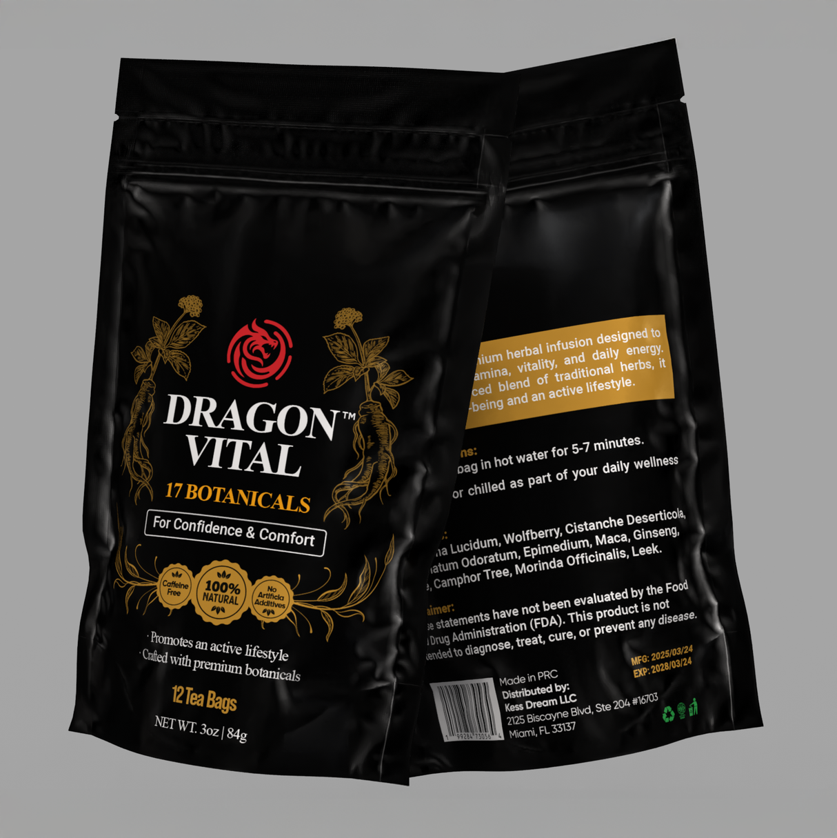 Dragon Vital Herbal Tea with Ginseng & Maca