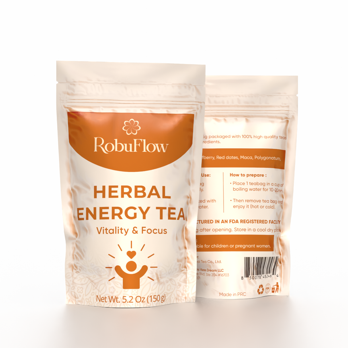 Robuflow, Herbal Energy Tea, Vitality & Focus, 30 tea bags