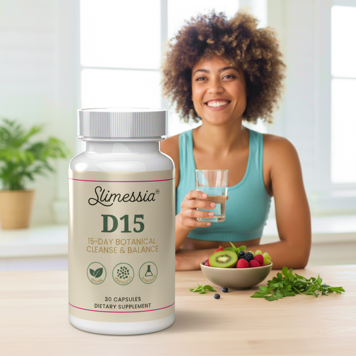 S*imessia D15 | 15 Days Botanical Cleanse and Balance Supplement, 30 Capsules, GMO-Free