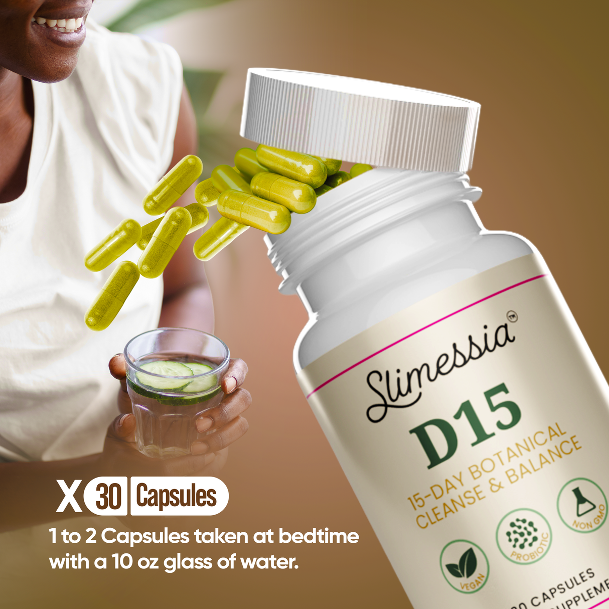 S*imessia D15 | 15 Days Botanical Cleanse and Balance Supplement, 30 Capsules, GMO-Free