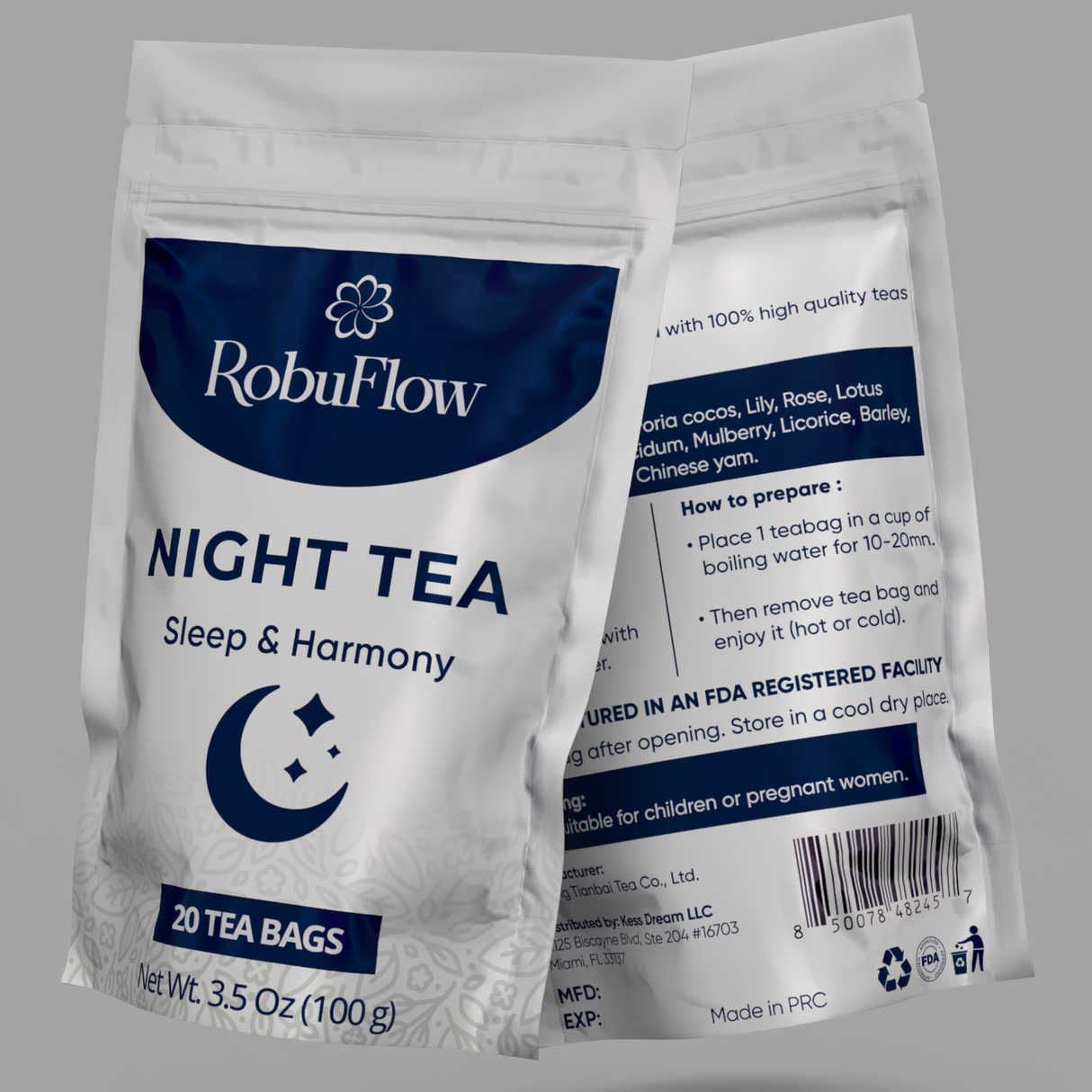 RobuFlow Night Tea - for Sleep & Calm - 20 Bags