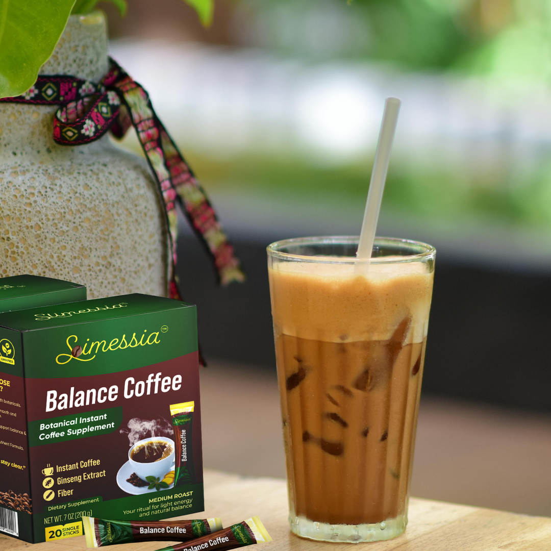 Slimessia Balance Coffee - Botanical Instant Coffee Supplement with Garcinia Cambogia and Ginseng - Medium Roast - 20 Single Serve Packets - 7oz | By Robutop
