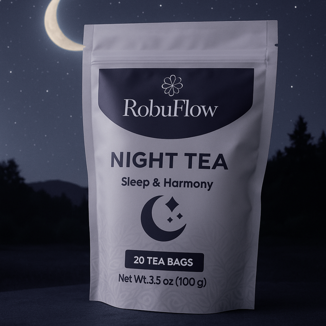 RobuFlow Night Tea, with Jujube, Lotus & Rose, Relaxing Bedtime Tea for Sleep & Calm, 20 Bags, Caffeine-Free, Natural Ingredients by Robutop