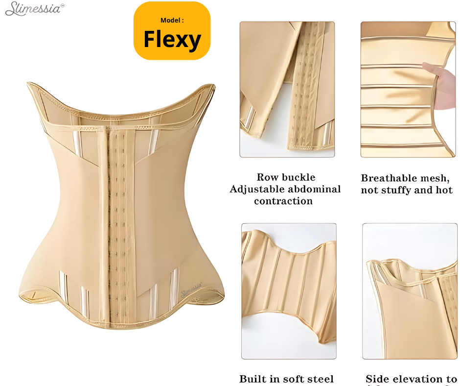 Slimessia Shapeline Flexy - Premium Waist Trainer Corset, Breathable Mesh, Adjustable Steel Boned