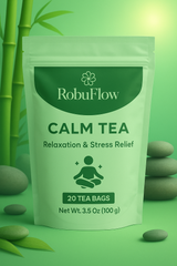 RobuFlow - Calm Tea – Herbal Tea with Chrysanthemum, Mint, Licorice & Tangerine peel – 20 Tea Bags | Natural Stress Relief & Relaxation Blend – by Robutop