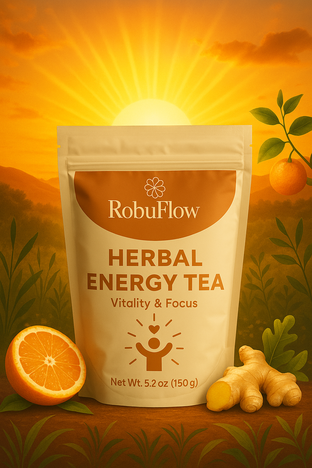 Robuflow, Herbal Energy Tea, Vitality & Focus, 30 tea bags, by Robutop