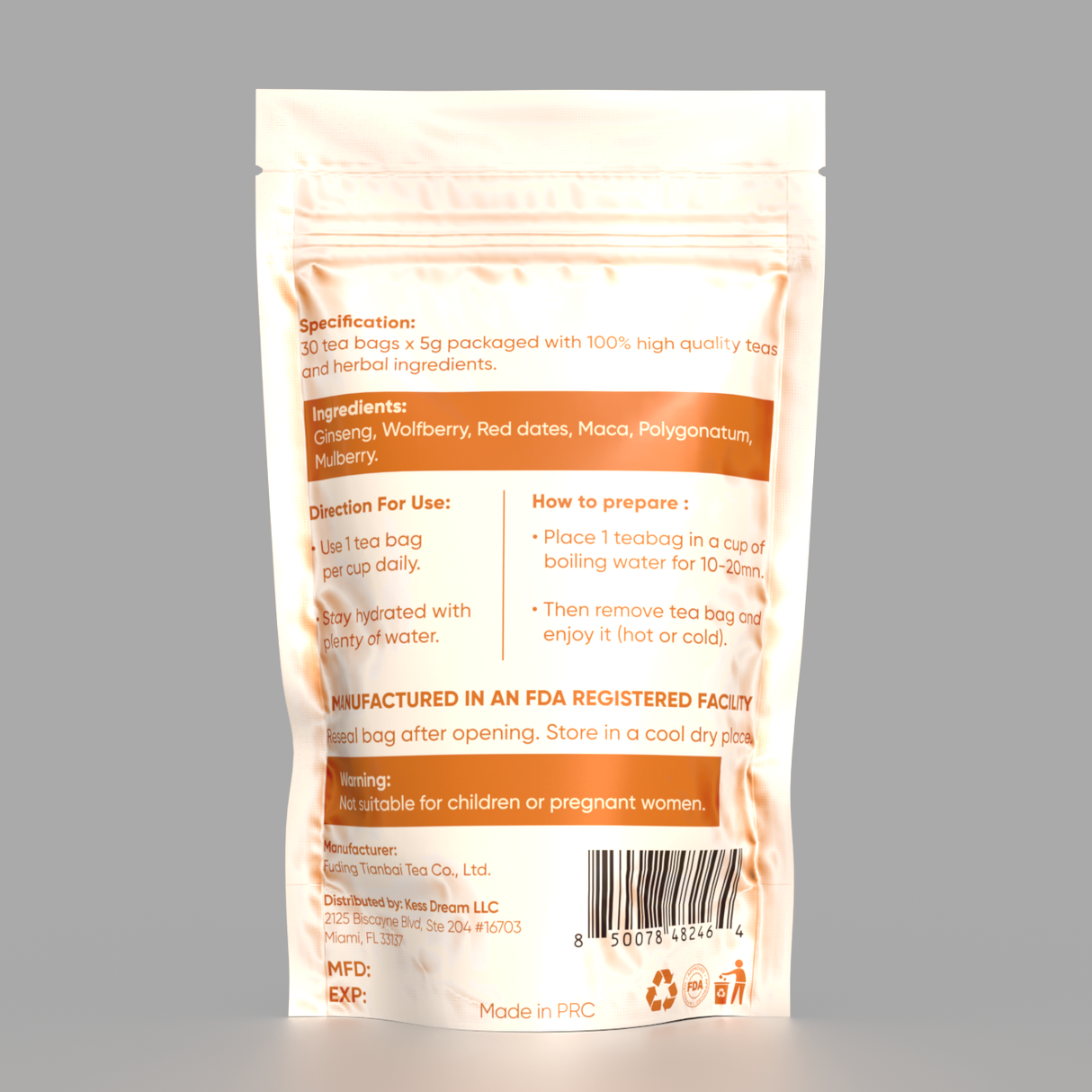 Robuflow, Herbal Energy Tea, Vitality & Focus, 30 tea bags