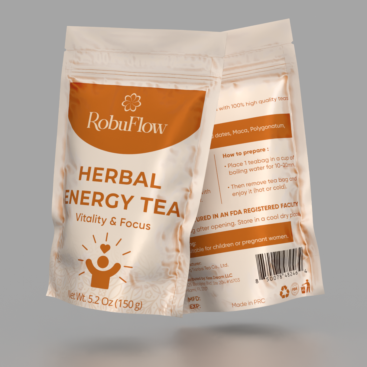 Robuflow, Herbal Energy Tea, Vitality & Focus, 30 tea bags