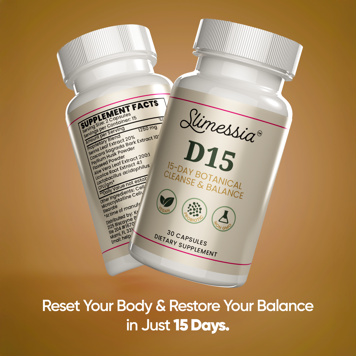 S*imessia D15 | 15 Days Botanical Cleanse and Balance Supplement, 30 Capsules, GMO-Free