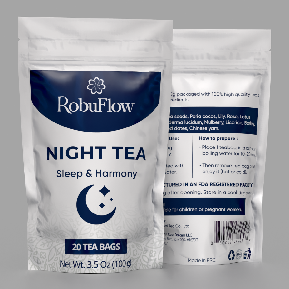 RobuFlow Night Tea - for Sleep & Calm - 20 Bags
